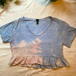 Wild fable tie dye ruffle crop top